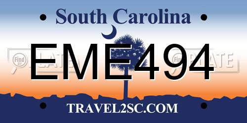 EME494 South Carolina License Plate
