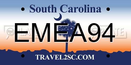 EMEA94 South Carolina License Plate