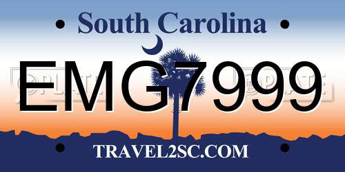 EMG7999 South Carolina License Plate