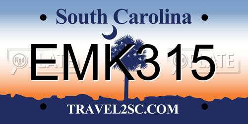 EMK315 South Carolina License Plate