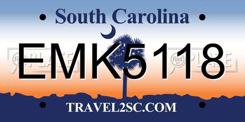 EMK5118 South Carolina License Plate