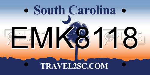EMK8118 South Carolina License Plate