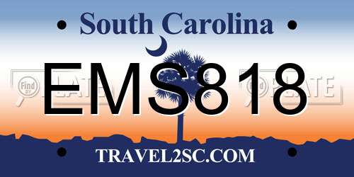EMS818 South Carolina License Plate