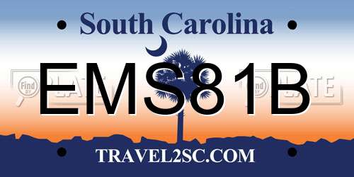 EMS81B South Carolina License Plate