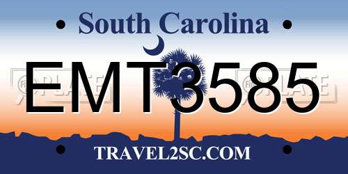 EMT3585 South Carolina License Plate
