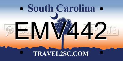 EMV442 South Carolina License Plate