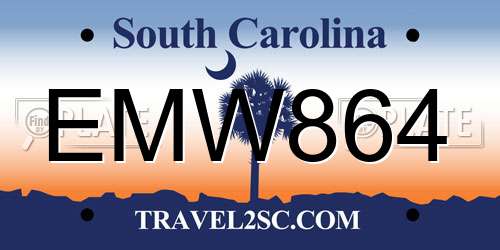 EMW864 South Carolina License Plate