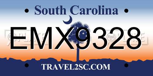 EMX9328 South Carolina License Plate