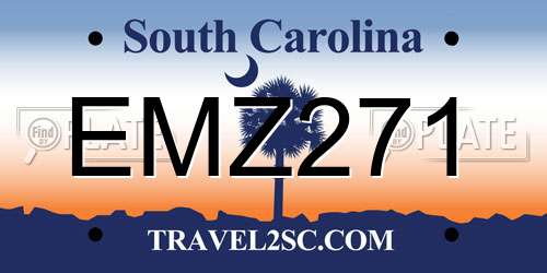 EMZ271 South Carolina License Plate