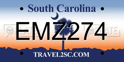 EMZ274 South Carolina License Plate