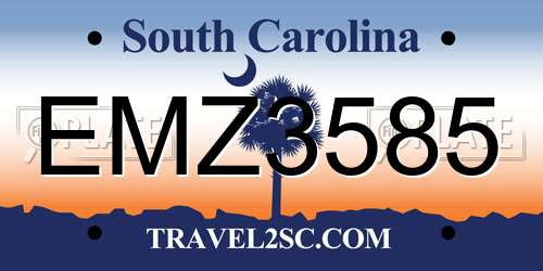 EMZ3585 South Carolina License Plate