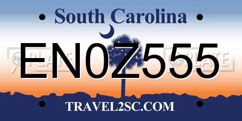 EN0Z555 South Carolina License Plate