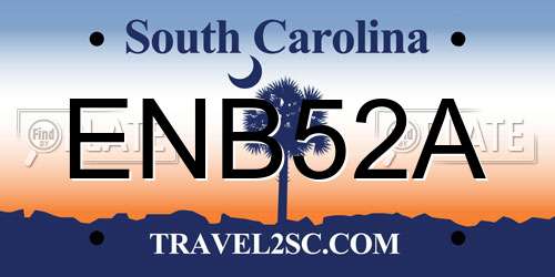 ENB52A South Carolina License Plate