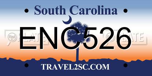 ENC526 South Carolina License Plate