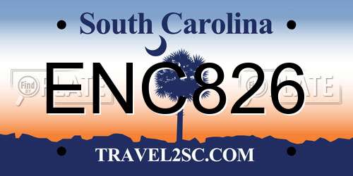 ENC826 South Carolina License Plate