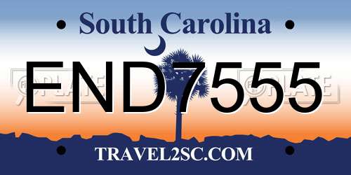 END7555 South Carolina License Plate