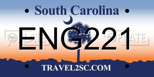 ENG221 South Carolina License Plate