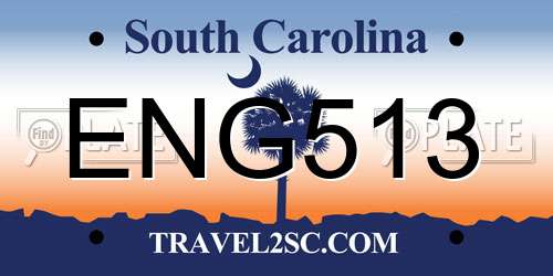 ENG513 South Carolina License Plate