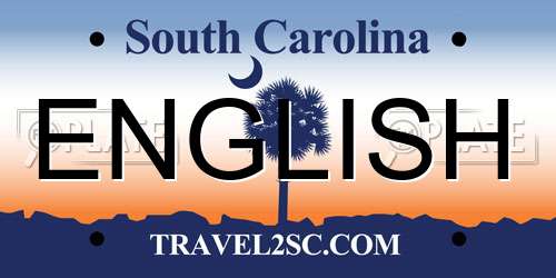 ENGLISH South Carolina License Plate