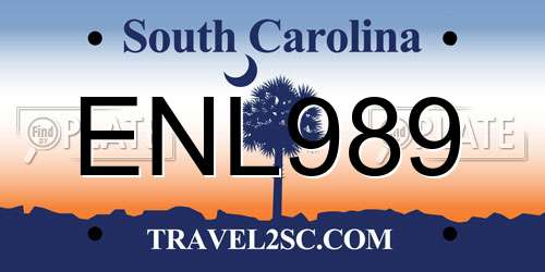 ENL989 South Carolina License Plate