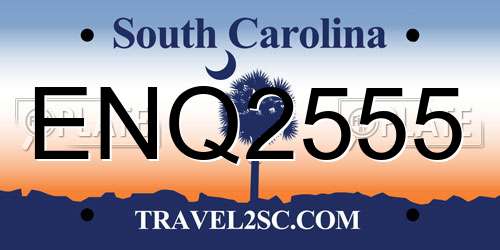 ENQ2555 South Carolina License Plate