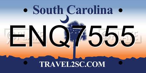ENQ7555 South Carolina License Plate