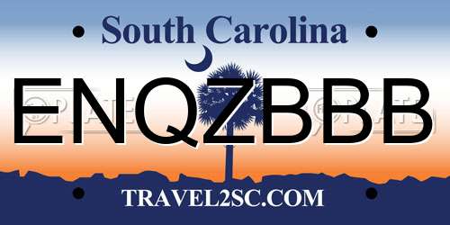 ENQZBBB South Carolina License Plate