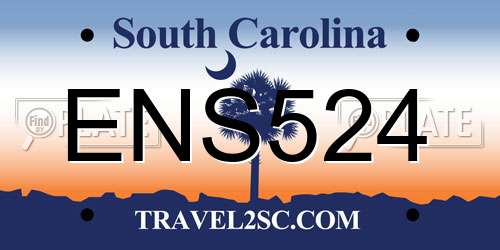 ENS524 South Carolina License Plate