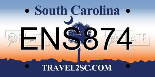 ENS874 South Carolina License Plate