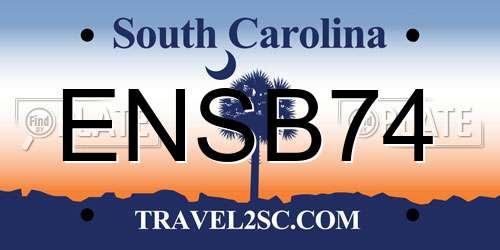 ENSB74 South Carolina License Plate