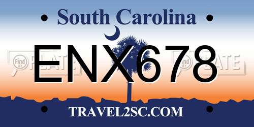 ENX678 South Carolina License Plate