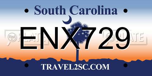 ENX729 South Carolina License Plate