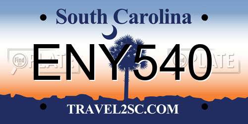 ENY540 South Carolina License Plate