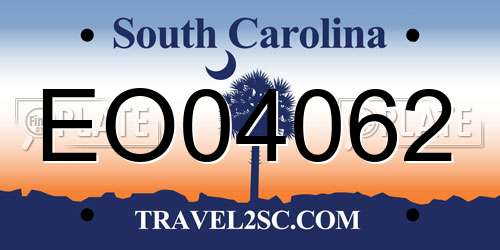 EO04062 South Carolina License Plate