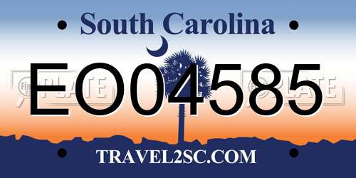 EO04585 South Carolina License Plate