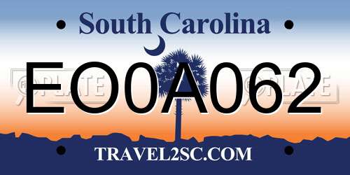 EO0A062 South Carolina License Plate