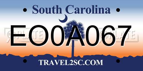 EO0A067 South Carolina License Plate