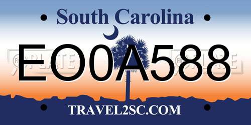 EO0A588 South Carolina License Plate