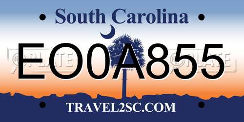 EO0A855 South Carolina License Plate