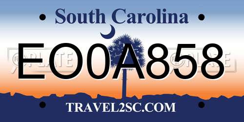 EO0A858 South Carolina License Plate