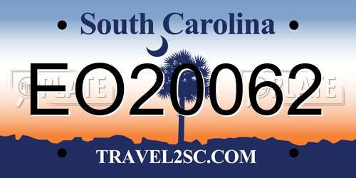 EO20062 South Carolina License Plate