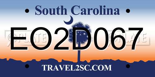 EO2D067 South Carolina License Plate