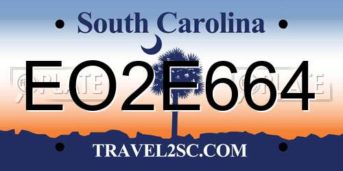 EO2E664 South Carolina License Plate