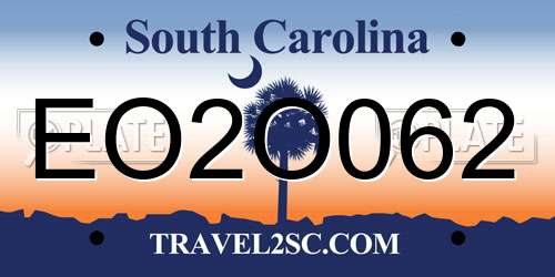 EO2O062 South Carolina License Plate
