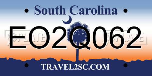 EO2Q062 South Carolina License Plate