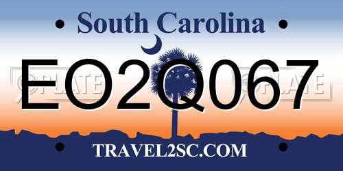 EO2Q067 South Carolina License Plate