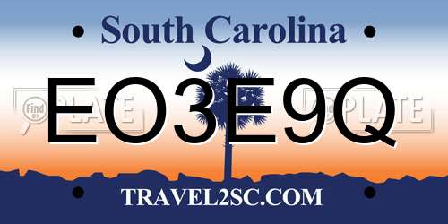 EO3E9Q South Carolina License Plate