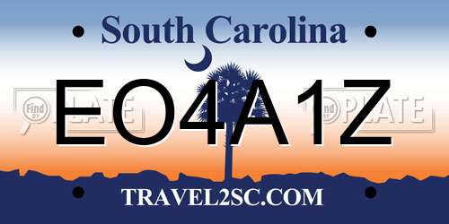 EO4A1Z South Carolina License Plate