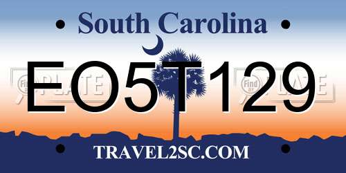 EO5T129 South Carolina License Plate