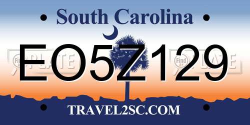 EO5Z129 South Carolina License Plate